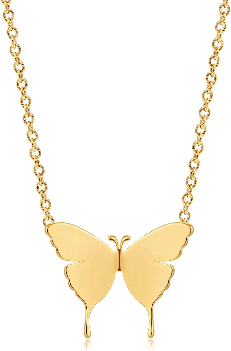 Dainty Layered Necklace 14K Gold Plated Butterfly Lock Cross Evil Eye Pendant Necklace Round Disc Delicate Tiny Cute Minimalist Charm Personalized Protection Layer Necklace Women Gift for Her