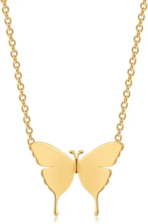 Dainty Layered Necklace 14K Gold Plated Butterfly Lock Cross Evil Eye Pendant Necklace Round Disc Delicate Tiny Cute Minimalist Charm Personalized Protection Layer Necklace Women Gift for Her
