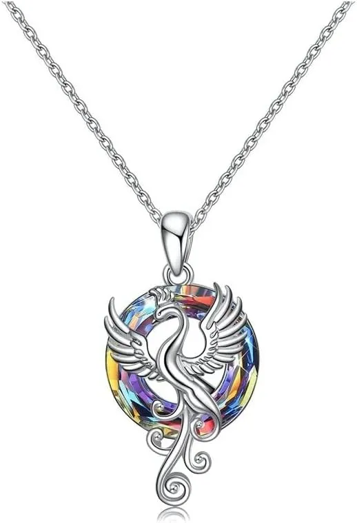 Dainty Phoenix Pendant Necklace Shining Crystal Phoenix Good Luck Necklace for Women Jewelry