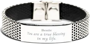 Dainty Stainless Steel Bestie Bracelet - A True Blessing in Life, Friendship, Christmas, Hope, Confidence, Inspirational Gifts for Her
