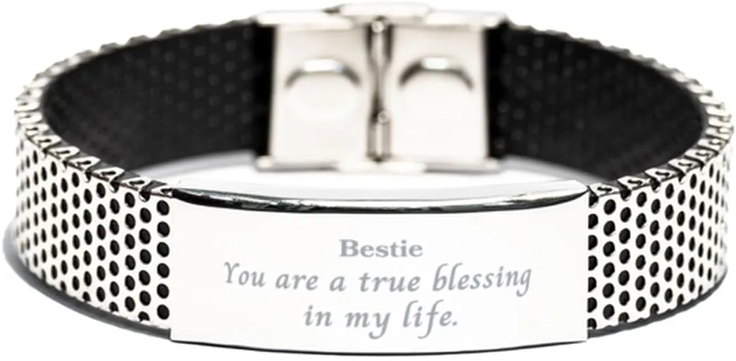 Dainty Stainless Steel Bestie Bracelet - A True Blessing in Life, Friendship, Christmas, Hope, Confidence, Inspirational Gifts for Her