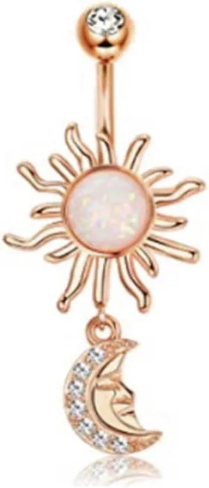 Dangle Belly Button Ring Surgical Steel CZ Barbell Energetic Flame Belly Piercing Jewelry Body Retainer 14G(1.6mm