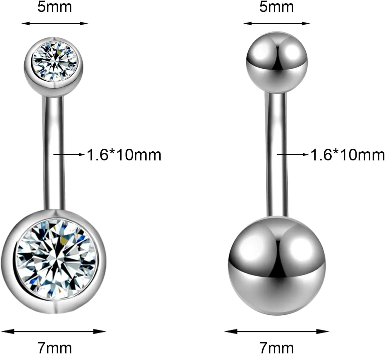 Dangle Belly Button Rings for Women Belly Button Piercing Surgical Stainless Steel Women Belly Ring Dangling Jewelry Navel Belly Rings, 14G