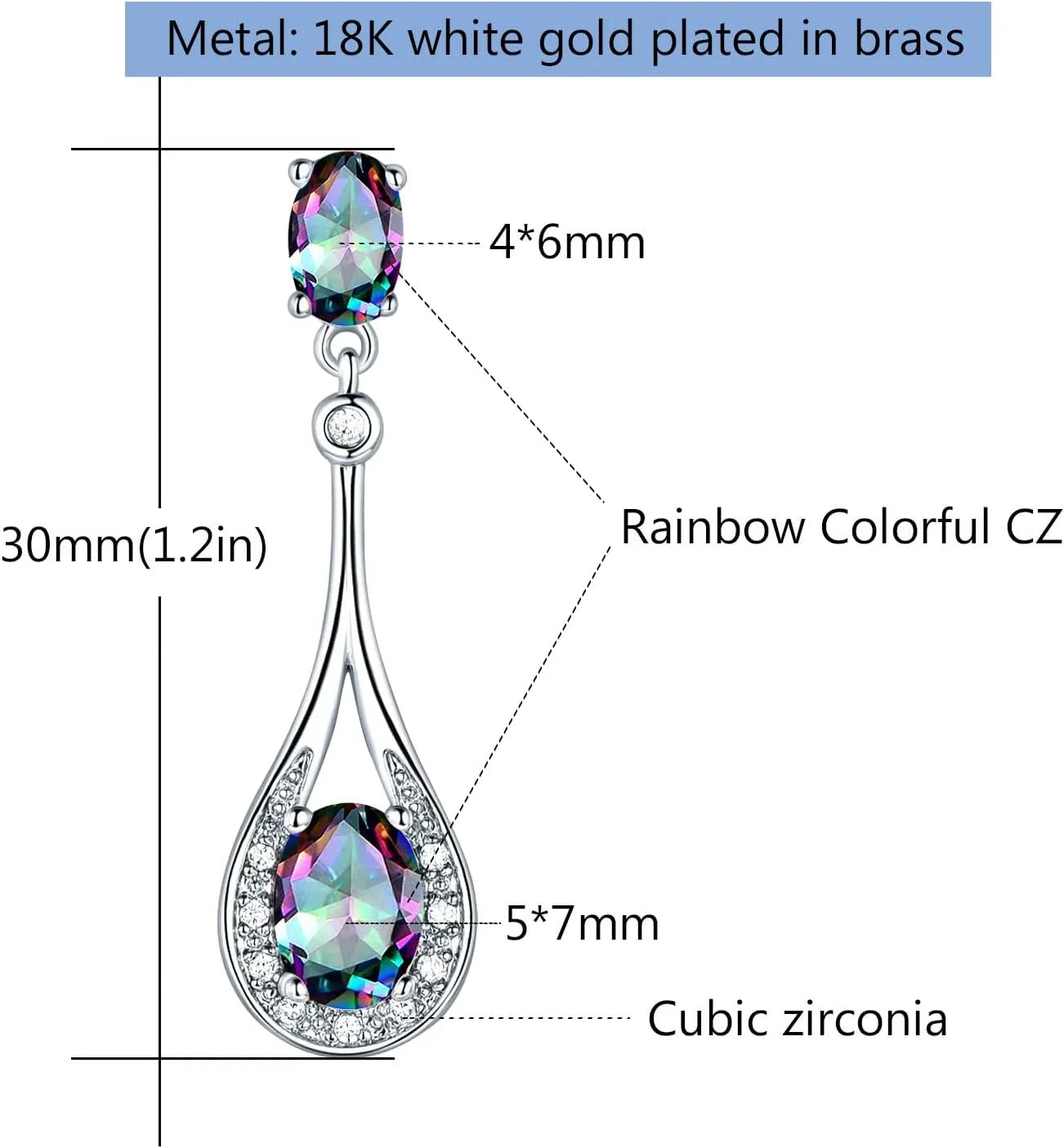 Dangle Earrings for Women Drop Earrings 18K White Gold/Rose Gold Plated Jewelry Hypoallergenic for Sensitive Ears