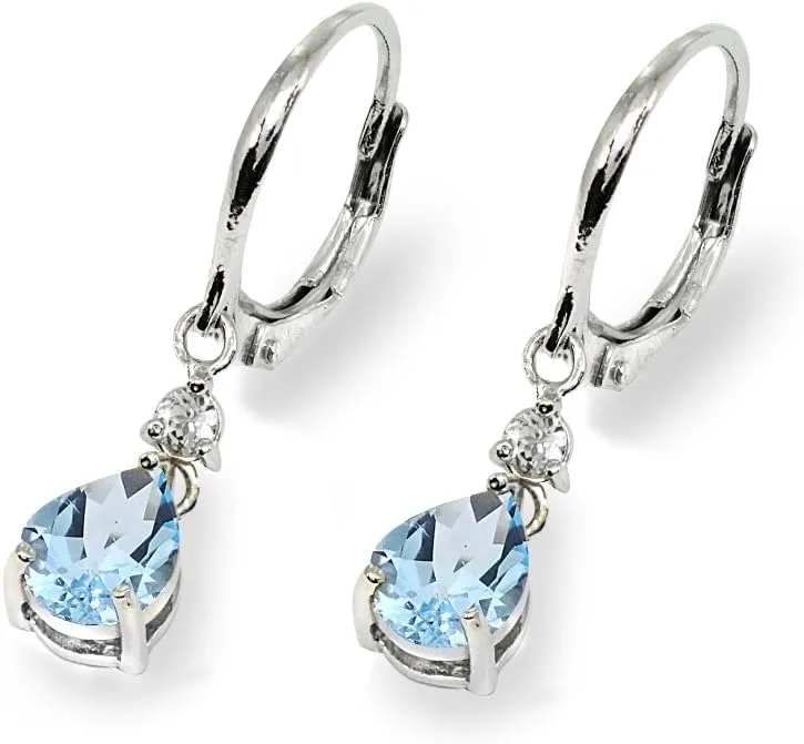Dangle Earrings for Women Sterling Silver Genuine or Synthetic Gemstone 8x6mm Teardrop Leverback Drop Earring for Women Bridesmaids