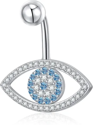 DAOCHONG Evil Eye Belly Ring 925 Sterling Silver Belly Button Piercing with Internal Thread Dainty Belly Rings Valentine's Day Jewelry Gifts for Her