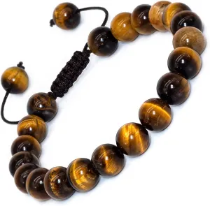 DAZCOLO 8mm Natural Gemstone Adjustable Bracelet, Handmade Unisex Crystal Bracelets for Meditation, Yoga, Spiritual Healing & Positive Energy