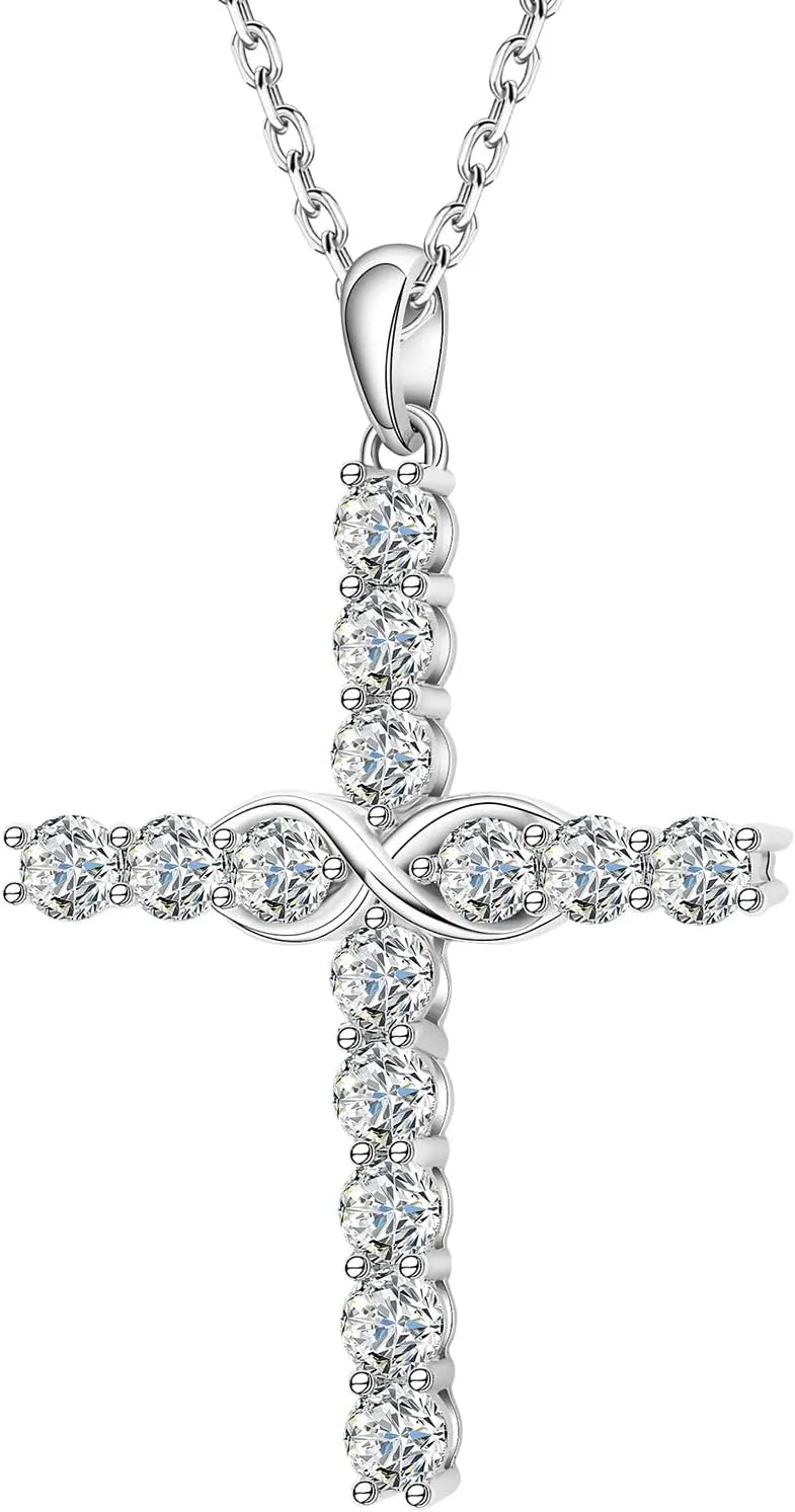 Diamond Necklace for Women,Moissanite Pendant for Men,925 Sterling Silver Faith Necklace,Lab Diamond Christian Jewelry for Christmas Men Women Rapper