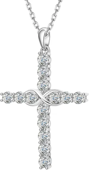Diamond Necklace for Women,Moissanite Pendant for Men,925 Sterling Silver Faith Necklace,Lab Diamond Christian Jewelry for Christmas Men Women Rapper
