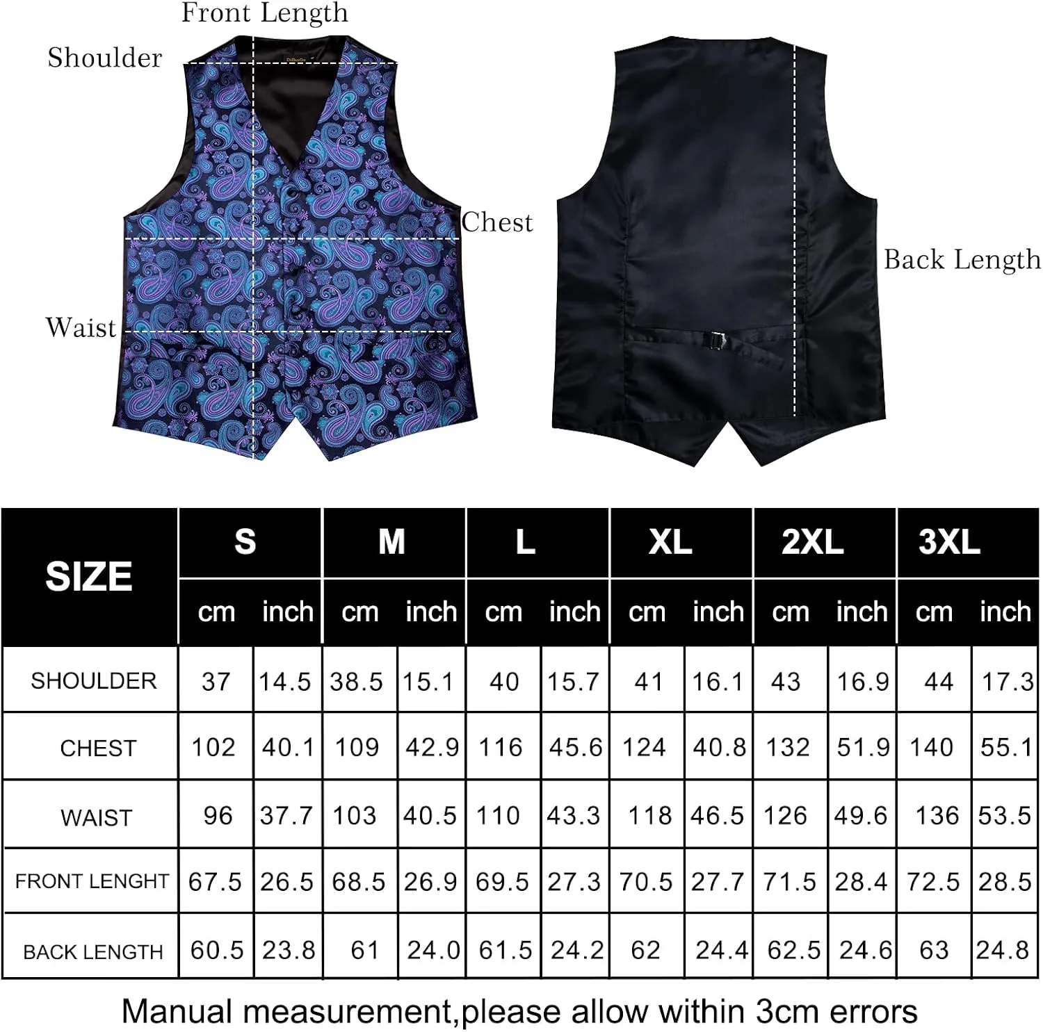 DiBanGu Mens Paisley Suit Waistcoat Silk Dress Vest and Necktie Pocket Square Cufflinks for Wedding Party