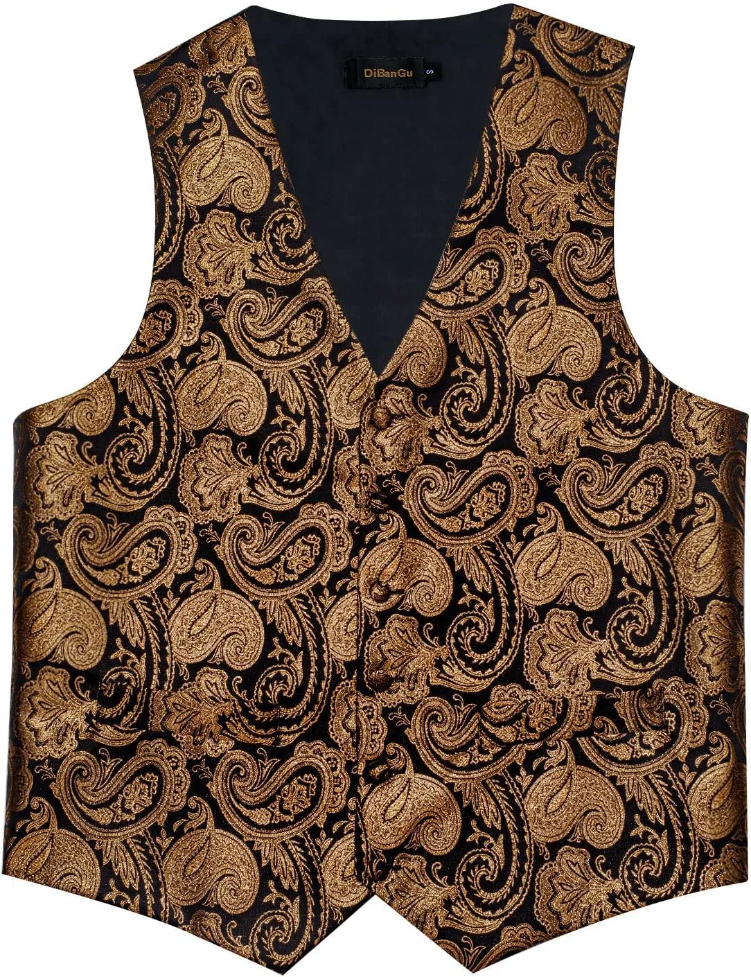 DiBanGu Mens Paisley Suit Waistcoat Silk Dress Vest and Necktie Pocket Square Cufflinks for Wedding Party