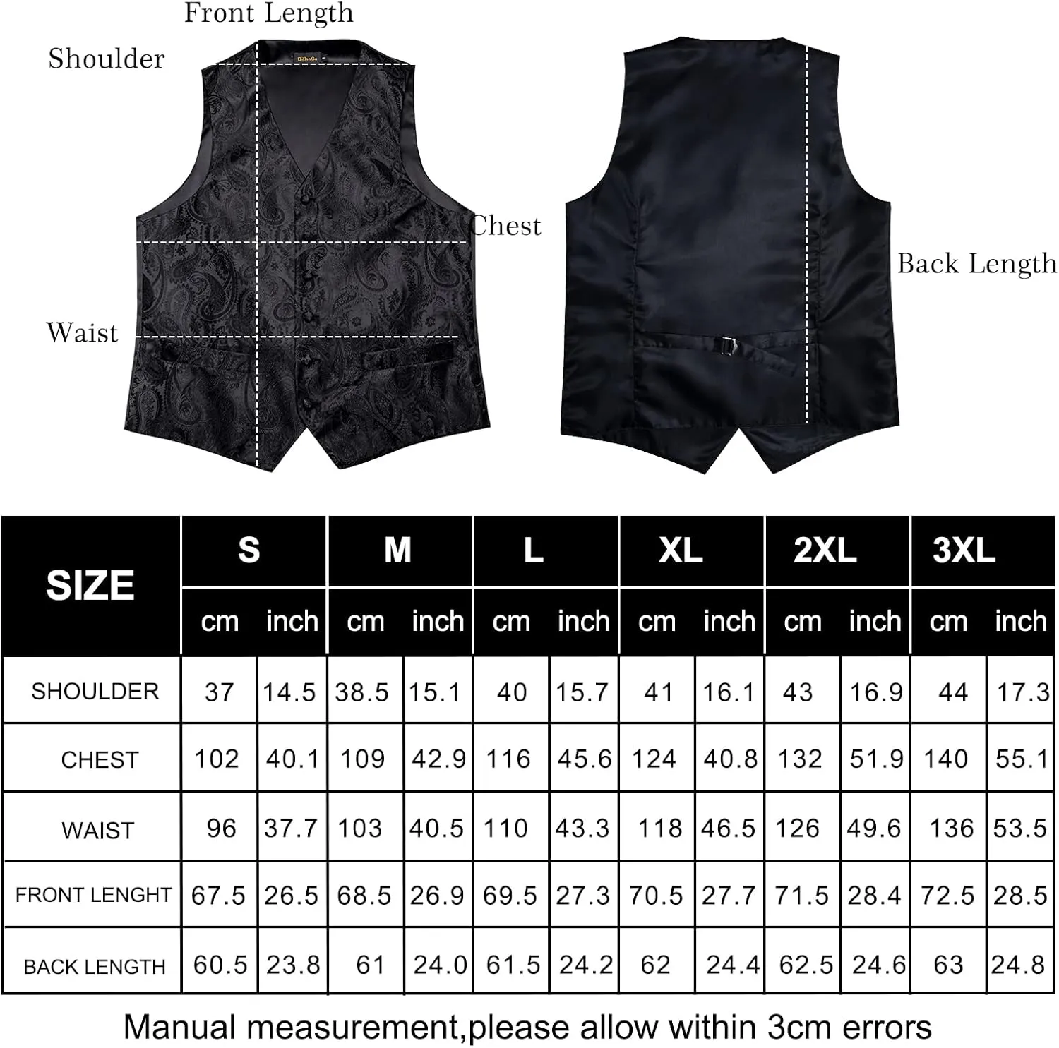 DiBanGu Mens Paisley Suit Waistcoat Silk Dress Vest and Necktie Pocket Square Cufflinks for Wedding Party