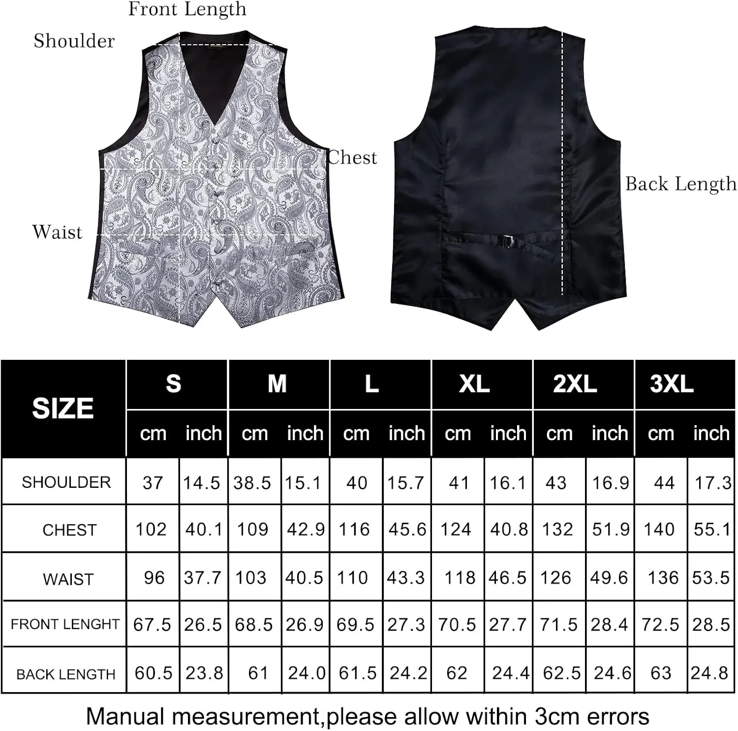 DiBanGu Mens Paisley Suit Waistcoat Silk Dress Vest and Necktie Pocket Square Cufflinks for Wedding Party