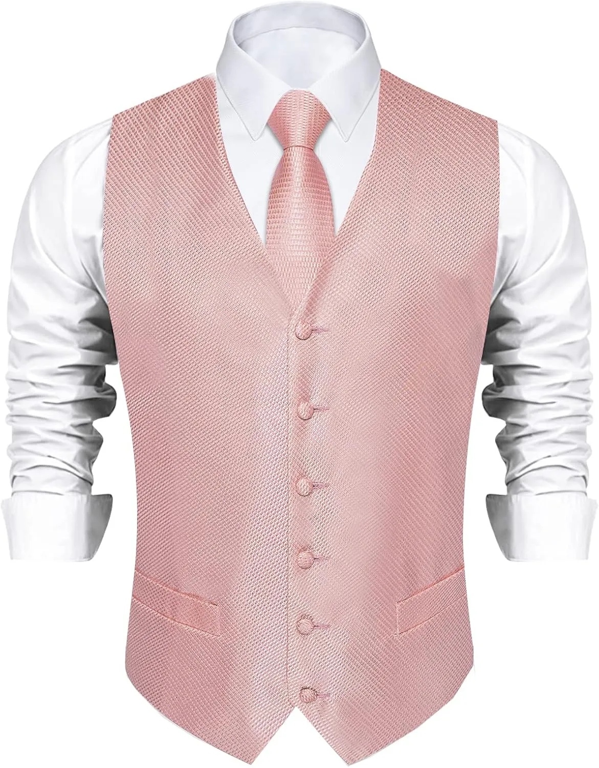 DiBanGu Mens Paisley Suit Waistcoat Silk Dress Vest and Necktie Pocket Square Cufflinks for Wedding Party