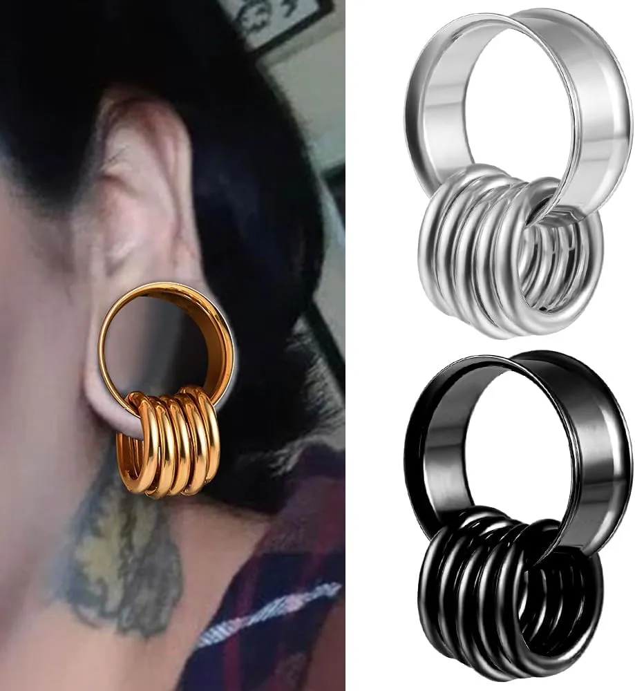 DOEARKO 2PCS Ear Gauges Cool Bat Saddle Ear Plugs Tunnels 316 Stainless Steel Hypoallergenic Earrings Gauges for Ears Expander Body Piercing Jewelry