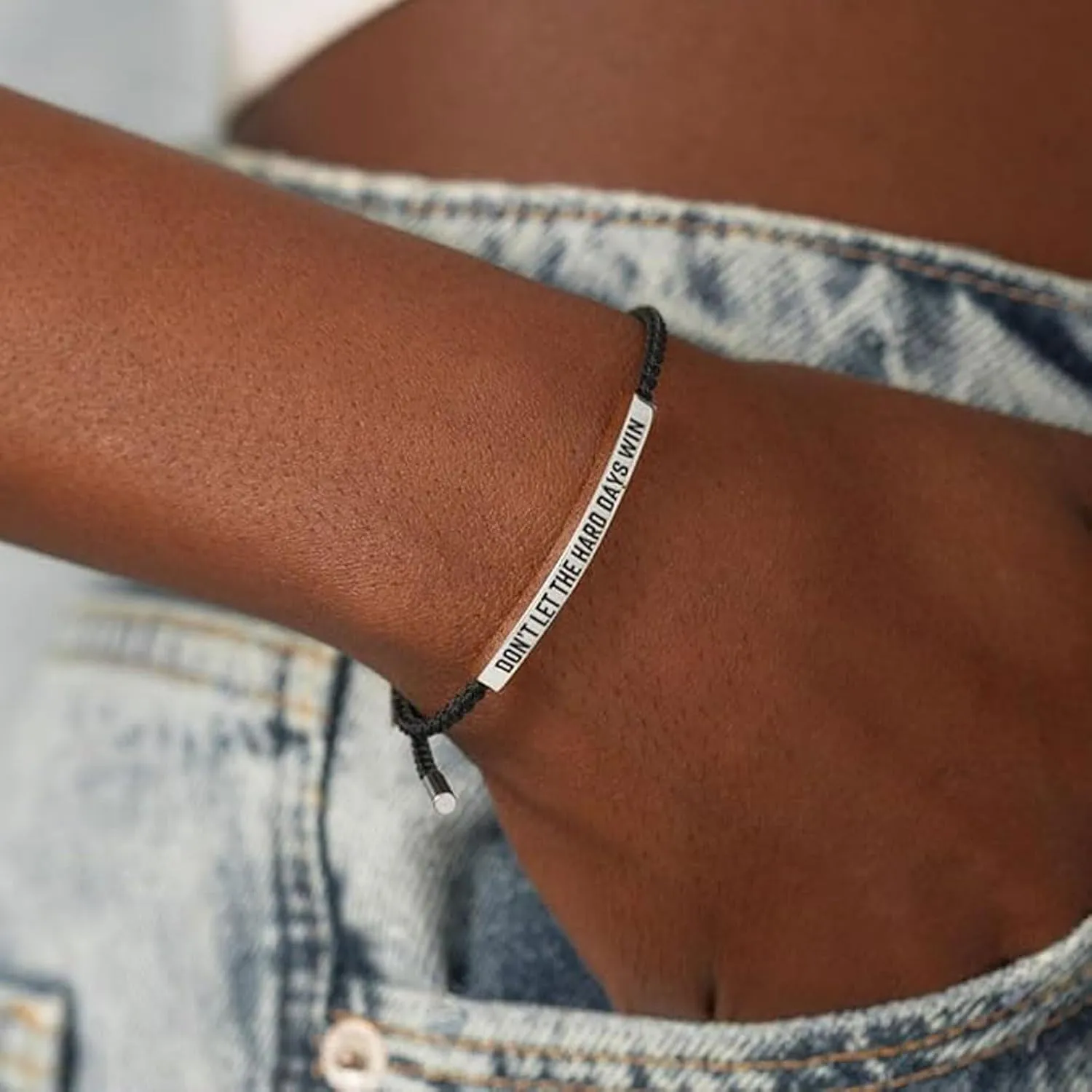 Dont Let The Hard Days Win Inspirational Bracelets for Women Men Stainless Steel Adjustable Handmade Braided String Bracelet Inspirational Jewelry Gifts