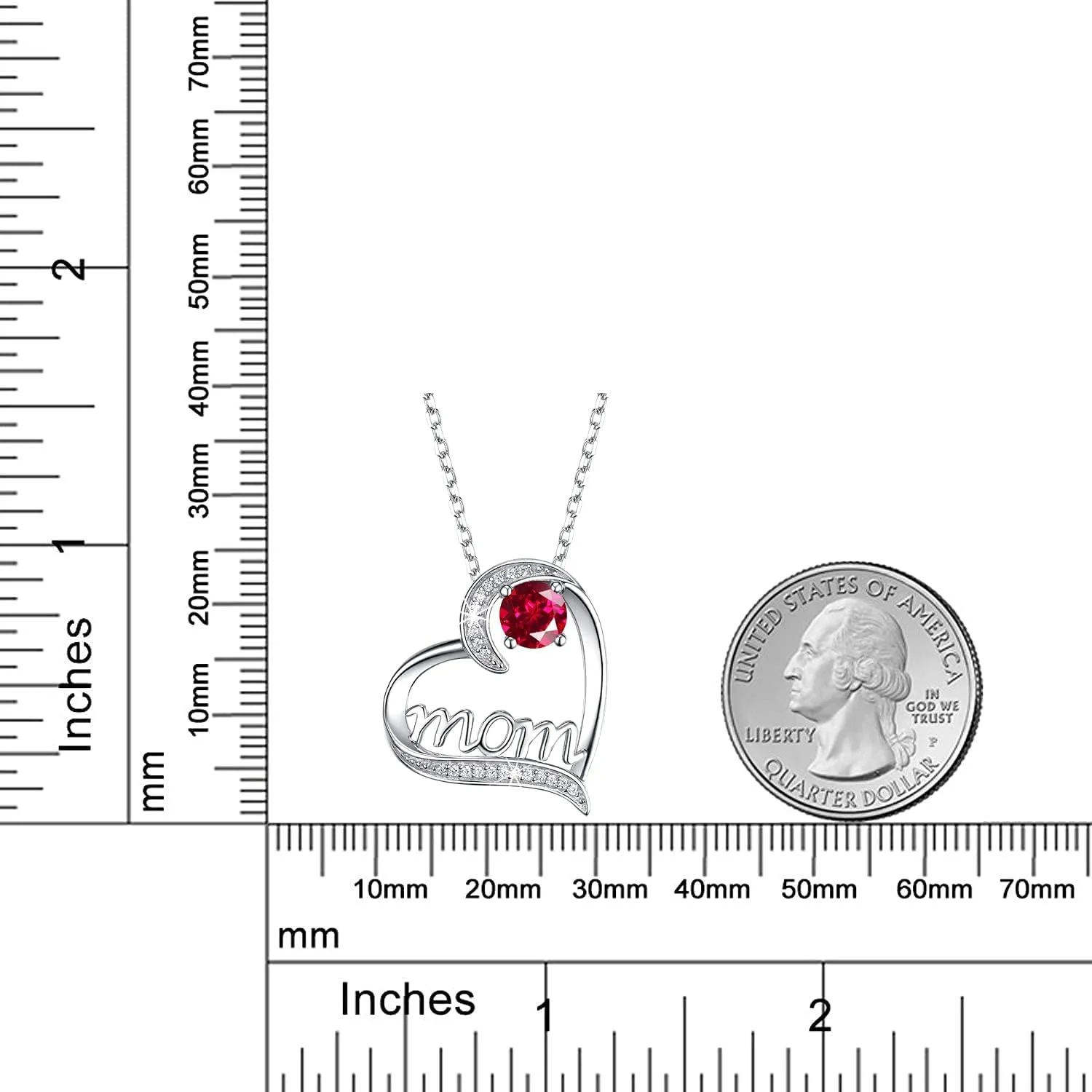 Dorella Mothers Day Birthday Gifts for Women 925 Sterling Silver May June July Birthstones Necklace Emerald Ruby Pearl Sapphire and More Stones Jewelry for Her Love Heart Pendant Necklace