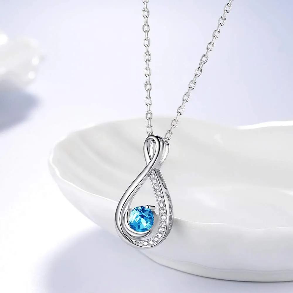 Dorella Mothers Day Jewelry Birthday Gifts for Women Forever Love Infinity Necklace Mom Wife May June Birthstones Emerald Ruby and More Stones Jewelry 925 Sterling Silver