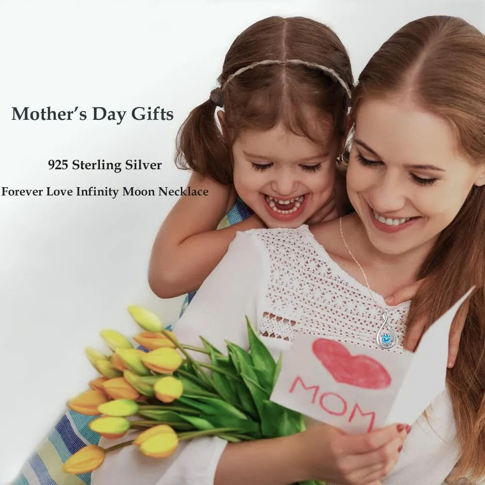 Dorella Mothers Day Jewelry Birthday Gifts for Women Forever Love Infinity Necklace Mom Wife May June Birthstones Emerald Ruby and More Stones Jewelry 925 Sterling Silver