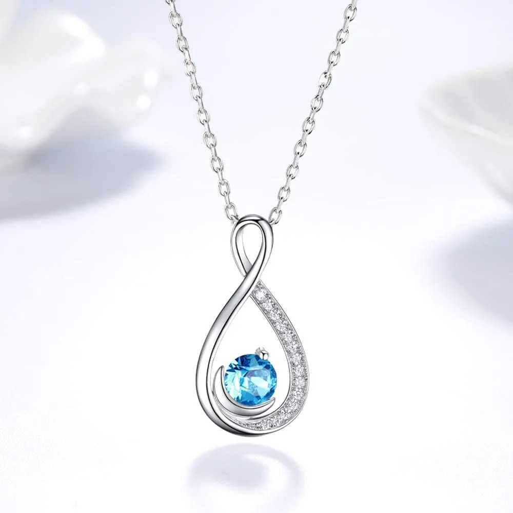 Dorella Mothers Day Jewelry Birthday Gifts for Women Forever Love Infinity Necklace Mom Wife May June Birthstones Emerald Ruby and More Stones Jewelry 925 Sterling Silver