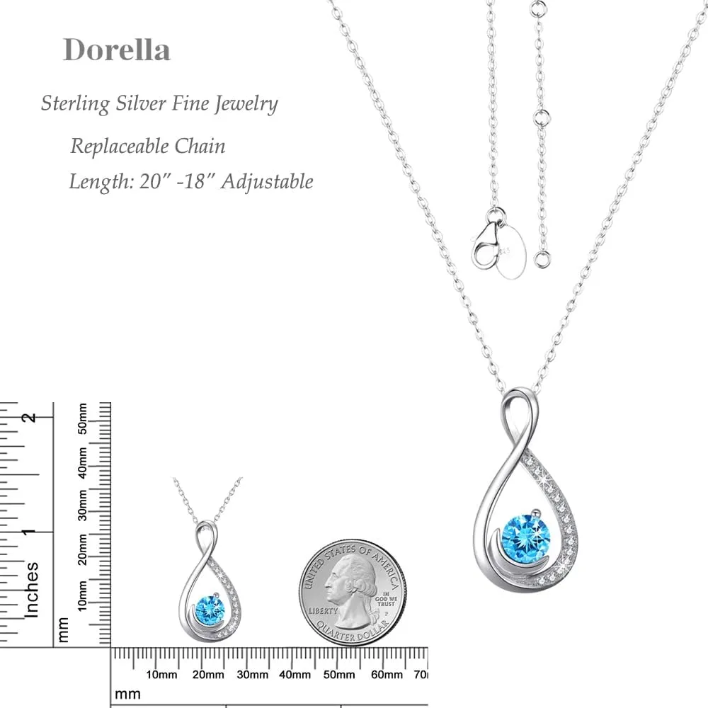 Dorella Mothers Day Jewelry Birthday Gifts for Women Forever Love Infinity Necklace Mom Wife May June Birthstones Emerald Ruby and More Stones Jewelry 925 Sterling Silver