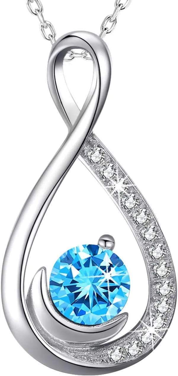Dorella Mothers Day Jewelry Birthday Gifts for Women Forever Love Infinity Necklace Mom Wife May June Birthstones Emerald Ruby and More Stones Jewelry 925 Sterling Silver