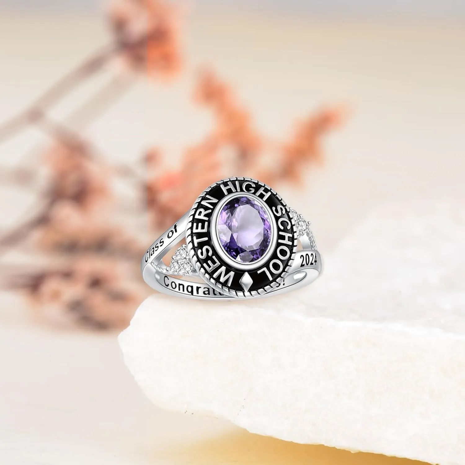 Dorunmo Personalized Custom Class Rings 925 Sterling Silver /10K/14K/18K Gold Birthstone Rings Graduation Birthday Jewelry for Women Men 2025