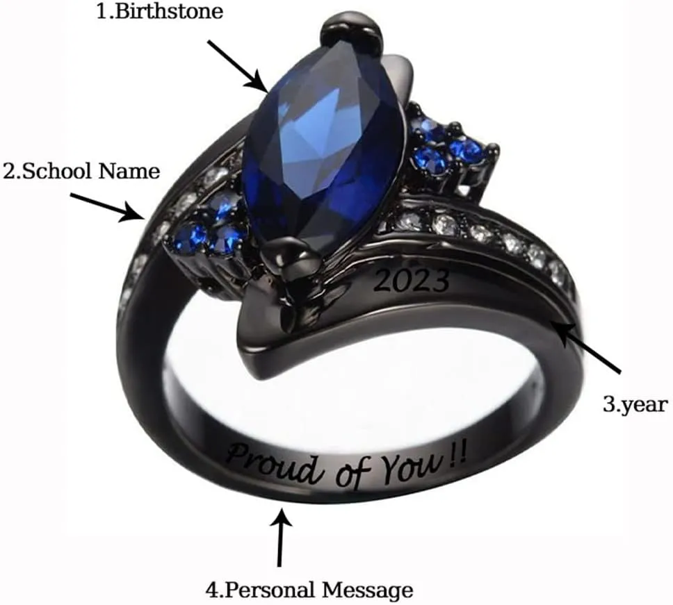 Dorunmo Personalized Custom Class Rings 925 Sterling Silver /10K/14K/18K Gold Birthstone Rings Graduation Birthday Jewelry for Women Men 2025
