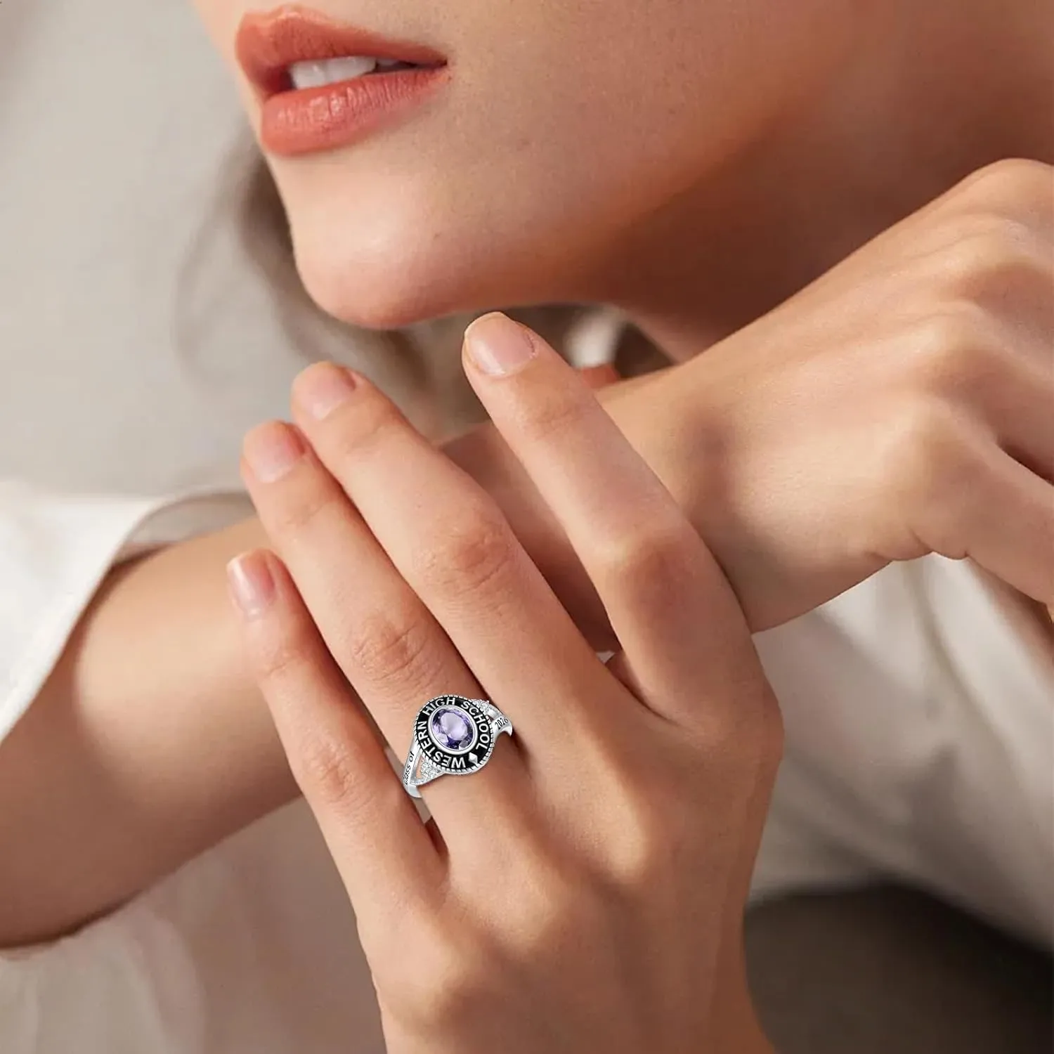 Dorunmo Personalized Custom Class Rings 925 Sterling Silver /10K/14K/18K Gold Birthstone Rings Graduation Birthday Jewelry for Women Men 2025