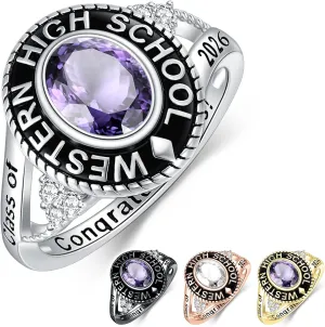 Dorunmo Personalized Custom Class Rings 925 Sterling Silver /10K/14K/18K Gold Birthstone Rings Graduation Birthday Jewelry for Women Men 2025
