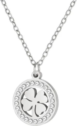 Dreamtimes Four Leaf Clover Necklace for Women Lucky Pendant Chain Necklace Four Leaf Clover Heart-shaped Pendant Necklace Fashion Stainless Steel Jewelry