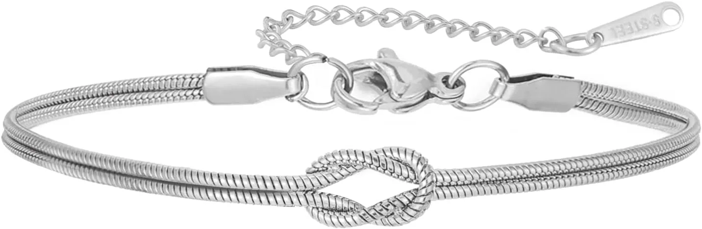 Dreamtimes Knot Love Bracelet for Women Forever Love Knot Infinity Bracelet For Couples Dainty Forever Infinity Stainless Steel Bracelet Friendship Jewelry Gifts