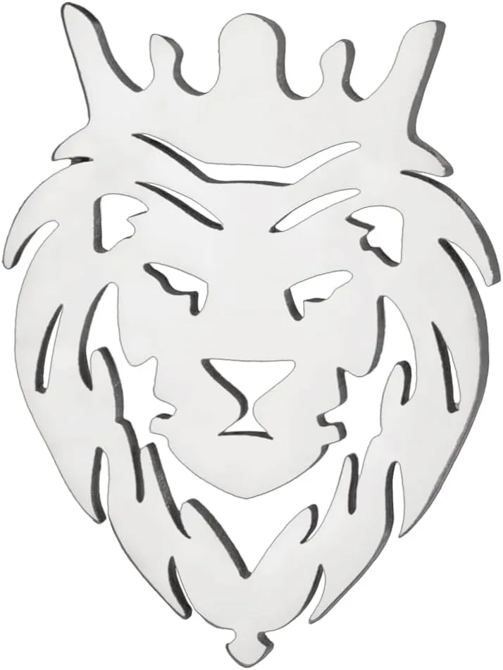 Dreamtimes Lion With King Crown Brooch pins for Men Punk Animal Stainless Steel Brooch pins Men's Tie Buckle Fashion Jewelry Gothic Punk Rock Mens Brooch pins
