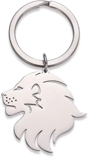 Dreamtimes Lion With King Crown Keychain for Men Stainless Steel Lion Punk Rock Keychain Bag Car Key Pendant Keychain