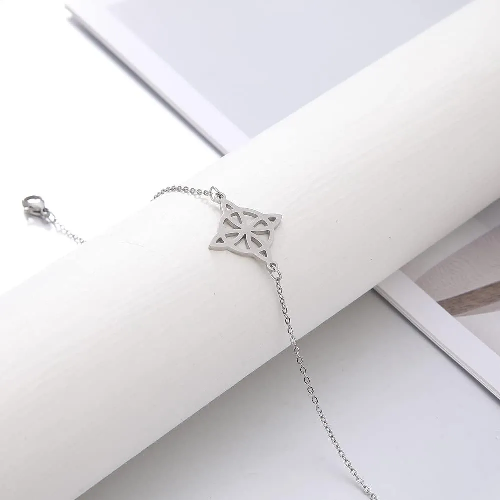 Dreamtimes Trendy Witch Knot Charm Bracelet Celtics Bracelet Geometric Women Female Stainless Steel Witchcraft Chain Bracelet Wiccan Jewelry for Women Vintage Om Yoga Bracelet