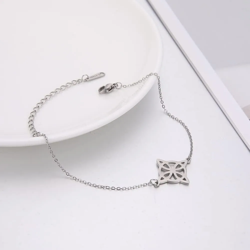 Dreamtimes Trendy Witch Knot Charm Bracelet Celtics Bracelet Geometric Women Female Stainless Steel Witchcraft Chain Bracelet Wiccan Jewelry for Women Vintage Om Yoga Bracelet