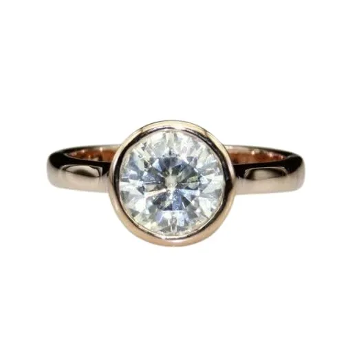Drizzle Jewels 3CT Round Cut Lab Created Diamond Bezel Set Solitaire Ring, 14K Yellow Gold Finish (Yellow, 7)
