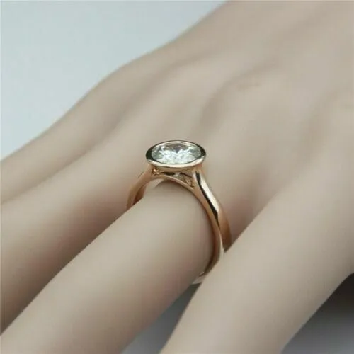 Drizzle Jewels 3CT Round Cut Lab Created Diamond Bezel Set Solitaire Ring, 14K Yellow Gold Finish (Yellow, 7)