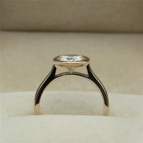 Drizzle Jewels 3CT Round Cut Lab Created Diamond Bezel Set Solitaire Ring, 14K Yellow Gold Finish (Yellow, 7)