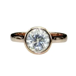 Drizzle Jewels 3CT Round Cut Lab Created Diamond Bezel Set Solitaire Ring, 14K Yellow Gold Finish (Yellow, 7)