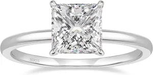EAMTI 2CT 925 Sterling Silver Engagement Rings Princess Cut Cubic Zirconia CZ Wedding Promise Rings for Her Stunning Wedding Bands for Women Size 3-11