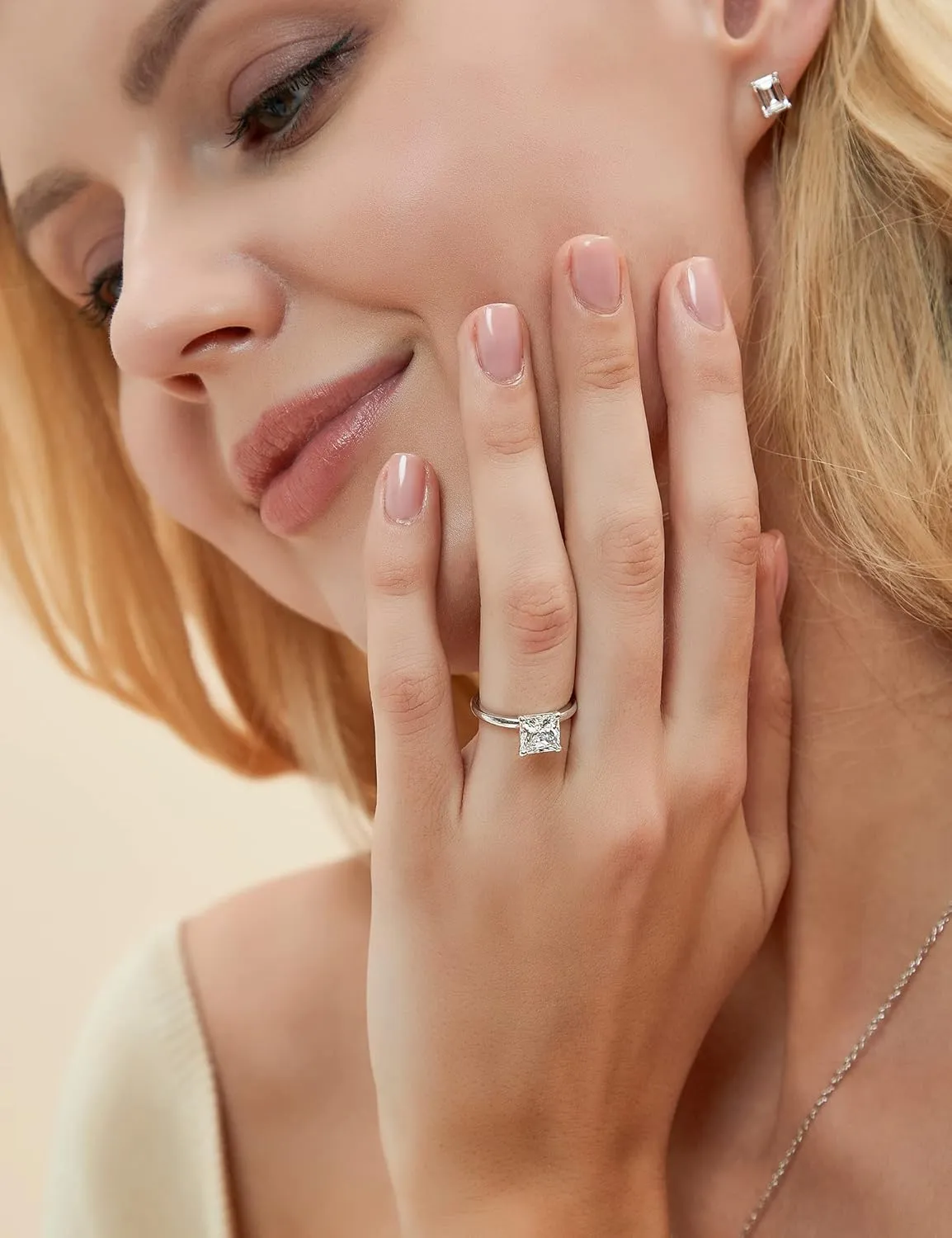 EAMTI 2CT 925 Sterling Silver Engagement Rings Princess Cut Cubic Zirconia CZ Wedding Promise Rings for Her Stunning Wedding Bands for Women Size 3-11