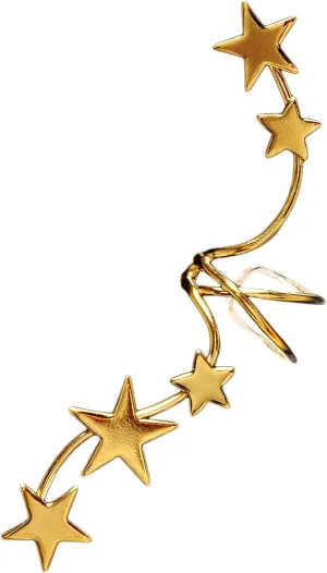 Ear Charms Full Ear 5 Star Spray Ear Cuff Non-Pierced Left Earring Gold on Sterling Silver