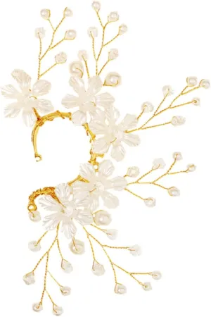 Ear Cuff Decorative Ear Clip Pearl and Rhinestone for Party Holiday Wedding for Girlfriend or Sister, 15x10cm, Metal, alloy