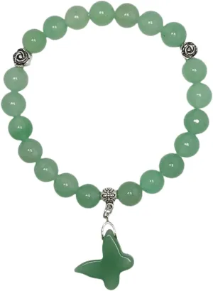 EDEN'S CALL 8mm Crystal Stone Round Beads Bracelet for Women Handmade Quartz Butterfly Charm Beaded Bracelet