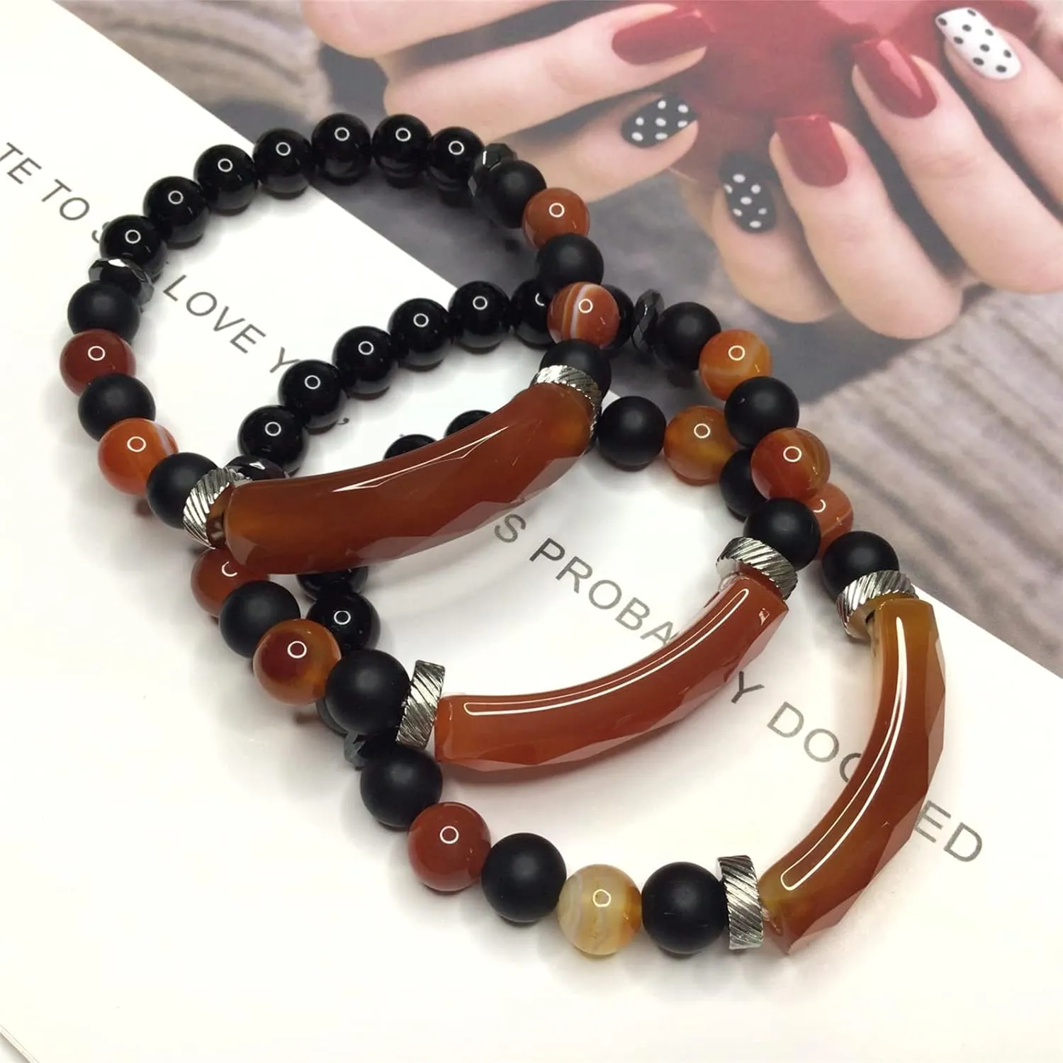 EDEN'S CALL Healing 8mm Crystal Stone Beads Bracelet for Women Faceted Bar Good Luck Energy Faceted Bar Bracelet