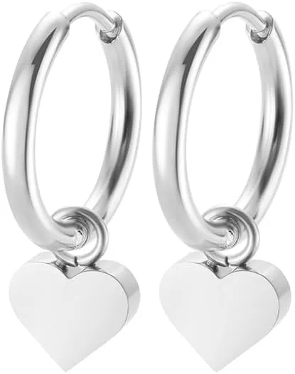 Edforce Stainless Steel Women's Huggie Hoop Earrings with Small Cute Charm