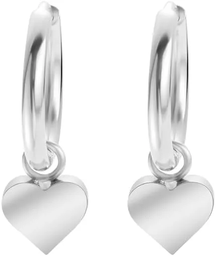 Edforce Stainless Steel Women's Huggie Hoop Earrings with Small Cute Charm