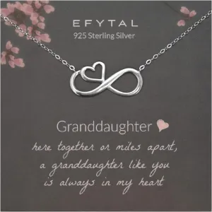 EFYTAL Granddaughter Gifts From Grandma, Granddaughter Necklace, Sterling Silver Infinity Necklace for Women, Grand Daughter Jewelry Gift for Girls Ages 8-12 , Sweet 16 Gifts