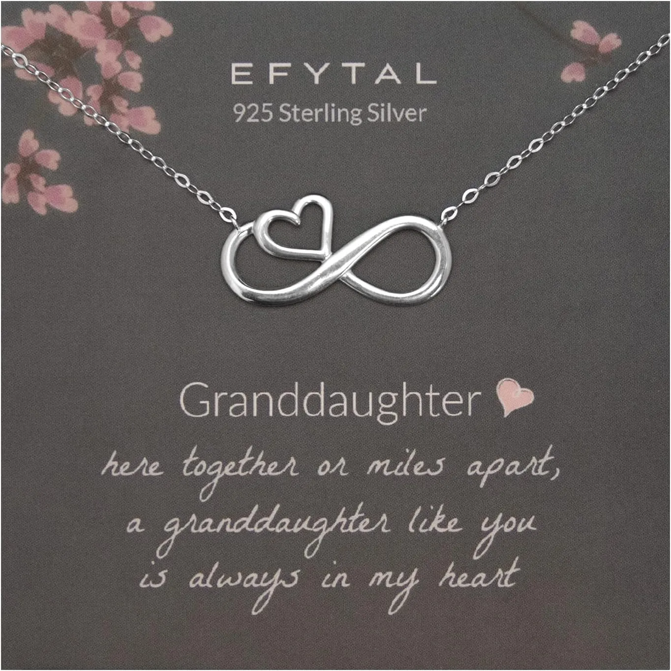 EFYTAL Granddaughter Gifts From Grandma, Granddaughter Necklace, Sterling Silver Infinity Necklace for Women, Grand Daughter Jewelry Gift for Girls Ages 8-12 , Sweet 16 Gifts